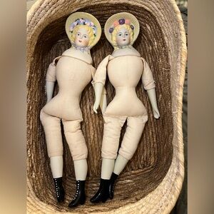 2- Vintage 1991 Daisy Kingdom Victorian Doll  1991 15" Tall Bonnet